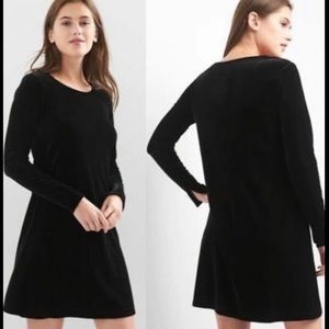 GAP Velour Velvet Black Swing Dress Size XL